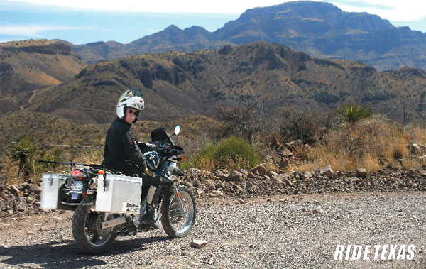 Gene McCalmont celebrates his 60th birthday riding off-road in Big Bend. Photo by Wayne Roth.