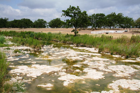 Pedernales River showing signs of extreme drought conditions.